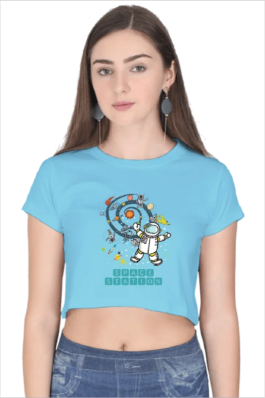 Space Shuttle Crop Top T Shirt C10