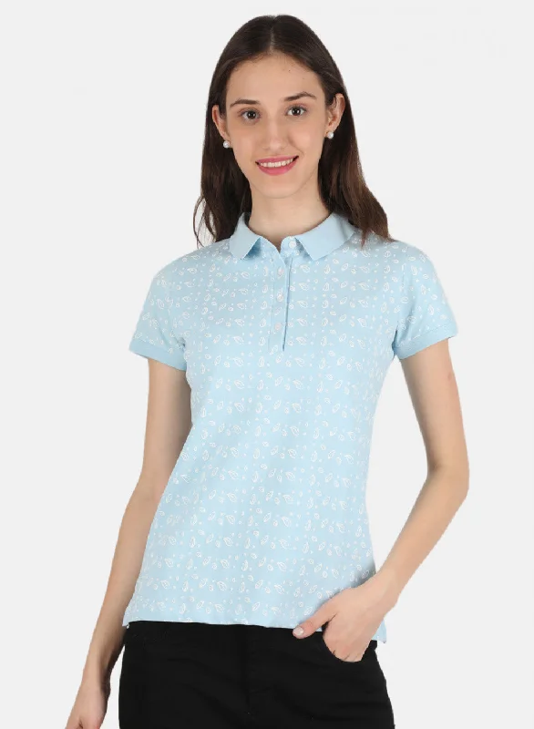 Women Blue Printed T-Shirt