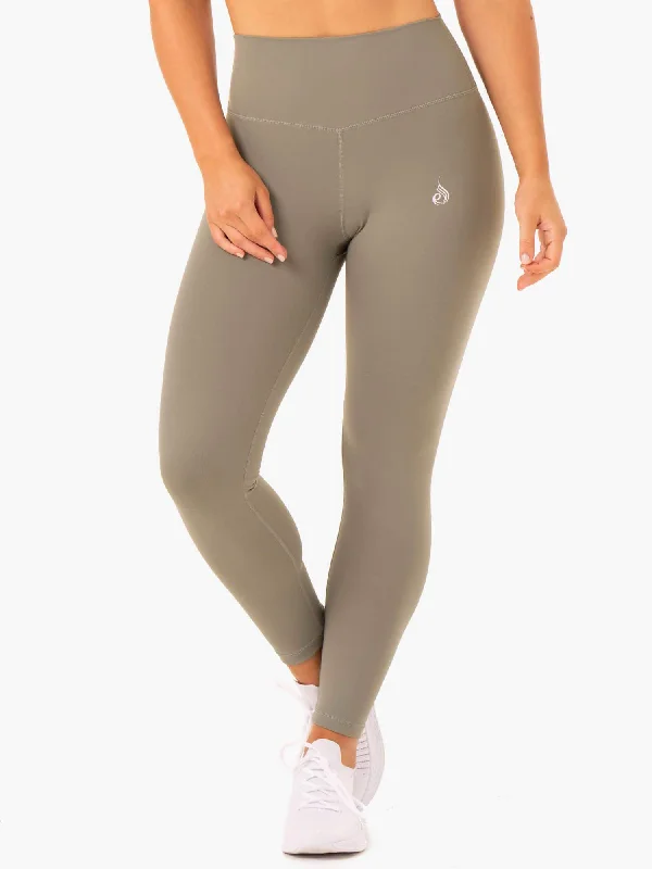 Base Full Length High Waisted Leggings - Khaki