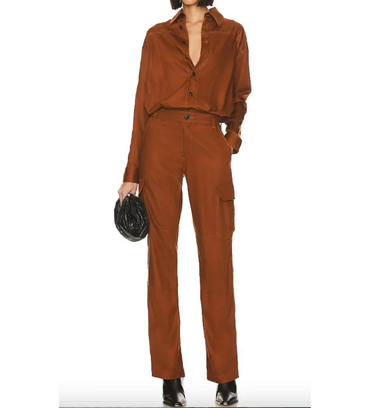 Cargo Jumpsuit In Cognac