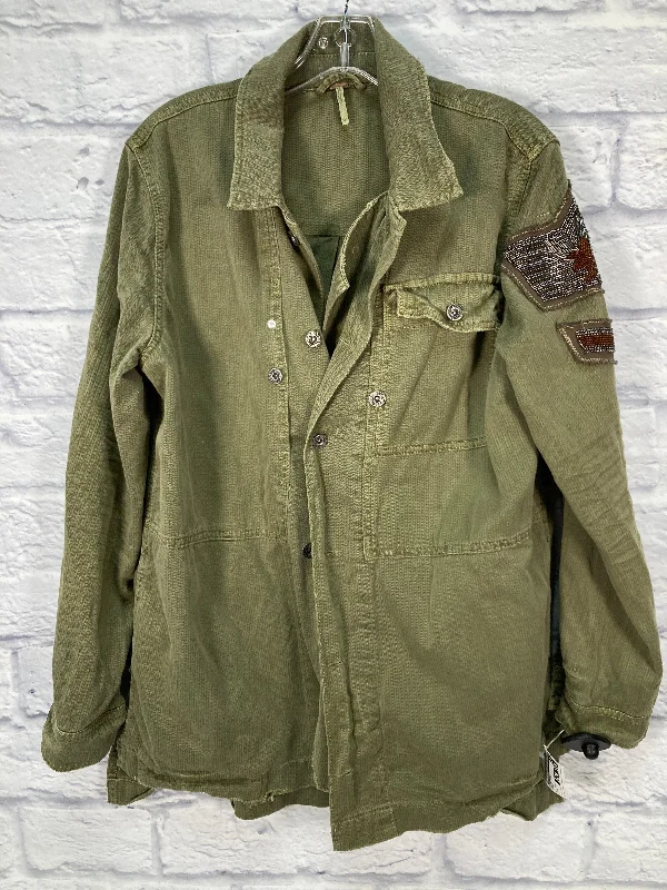 Jacket Shirt By Free People In Green, Size: L